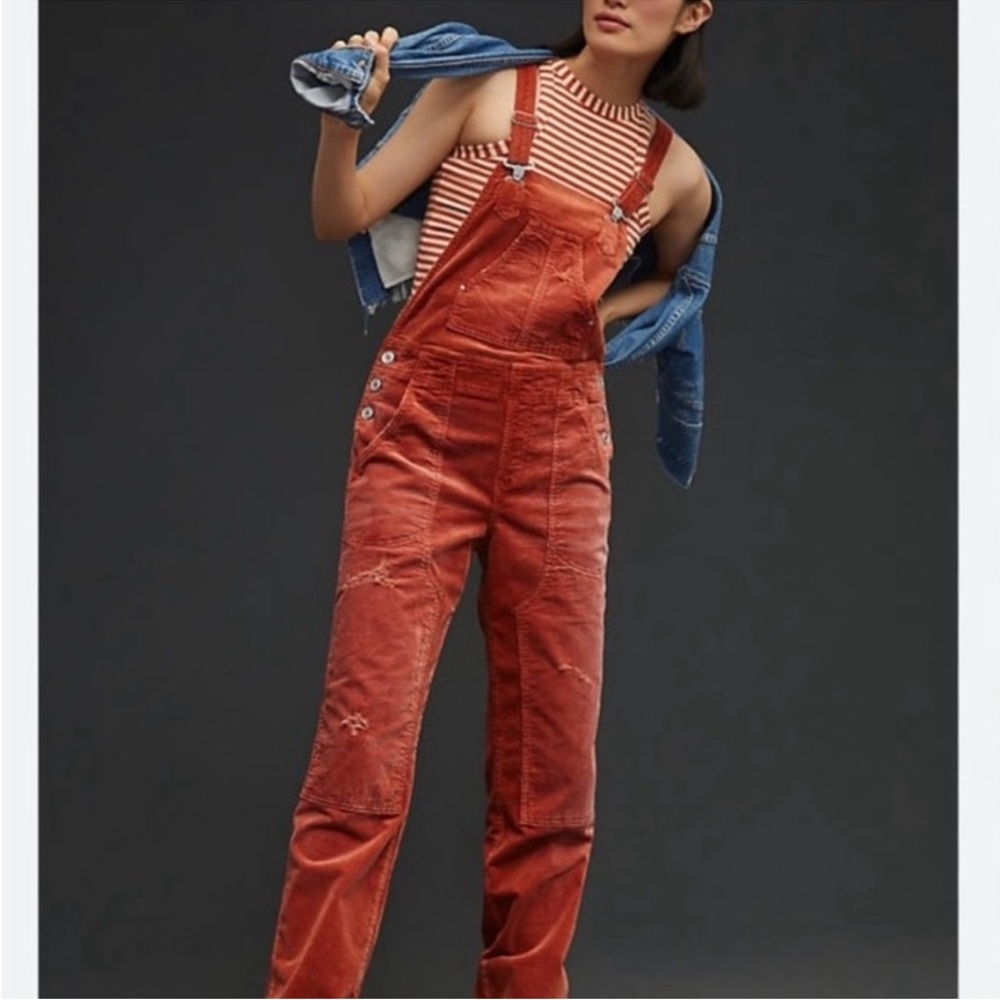 Anthropologie | Pilcro wanderer corduroy rust overalls size 30